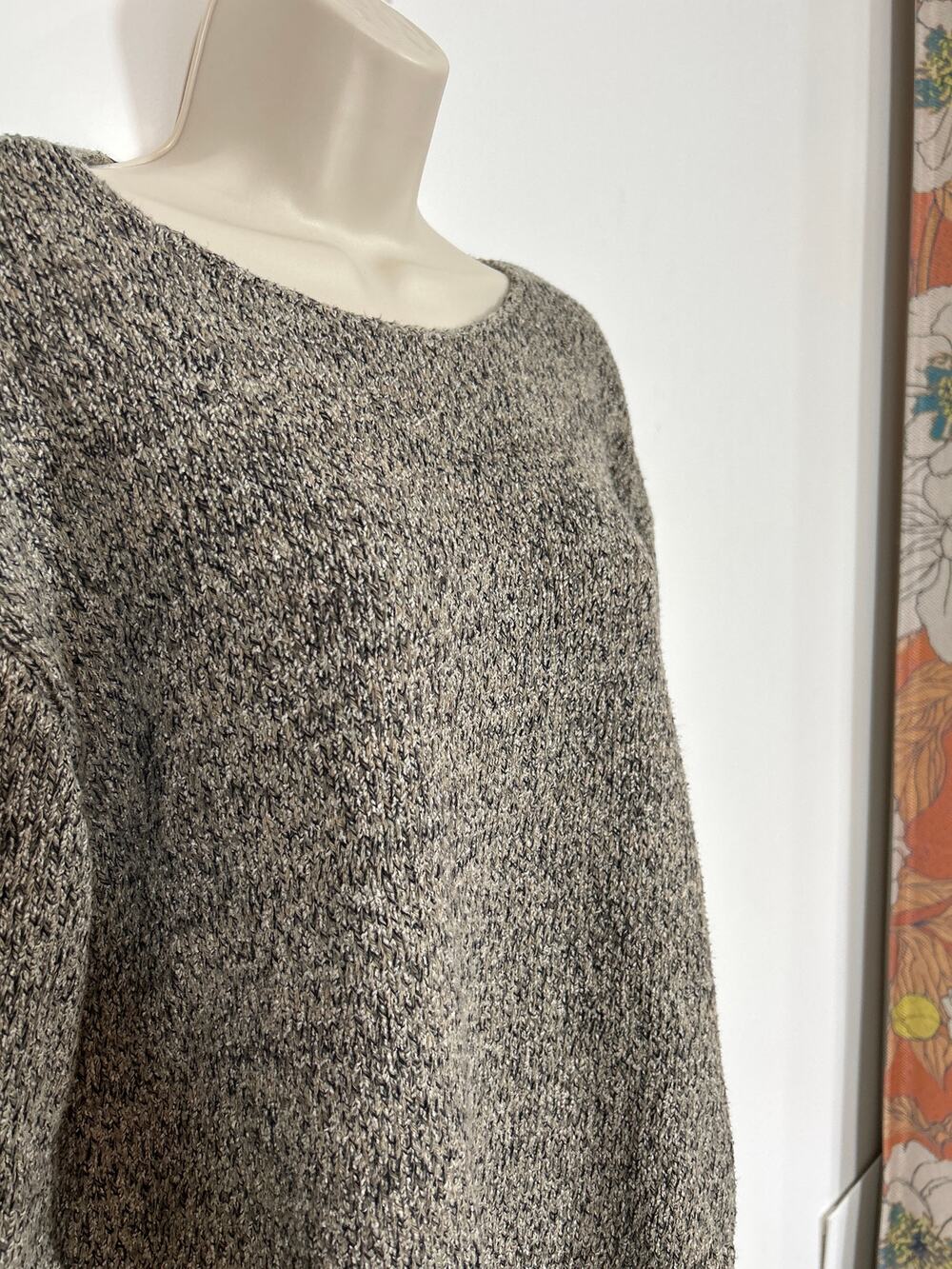 J Jill Sweater brownish gray with 3/4 sleeve cotton blend size medium